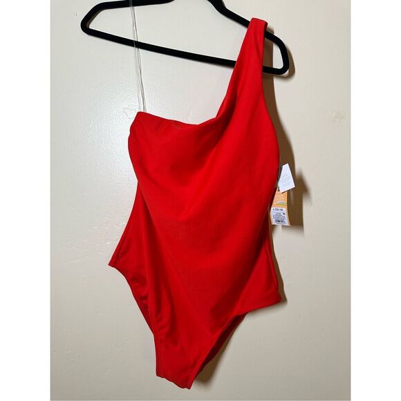 Kona Sol Red One Shoulder One Piece Swimsuit Size Large New - Picture 2 of 4